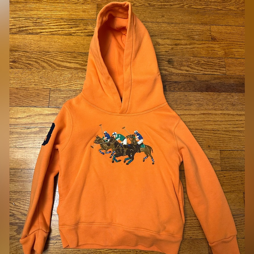 Polo Ralph Lauren orange hoodie in size 5